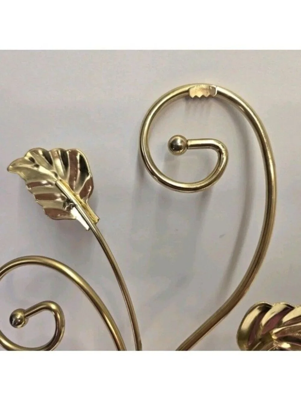 Vintage Home Interiors Goldtone Leaves Scrolls Double Candle Wall Sconce